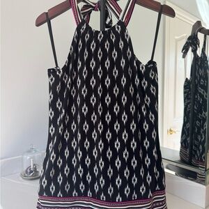 White House Black Market Black and White Patterned Blouse -Large